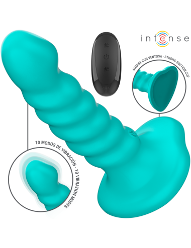 INTENSE - BUFFY VIBRATOR GRÖSSE S SPIRALE DESIGN 10 VIBRATIONEN BLAU FERNBEDIENUNG