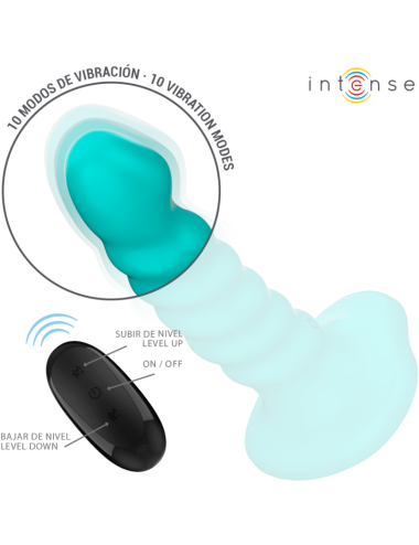 INTENSE - BUFFY VIBRATOR GRÖSSE S SPIRALE DESIGN 10 VIBRATIONEN BLAU FERNBEDIENUNG