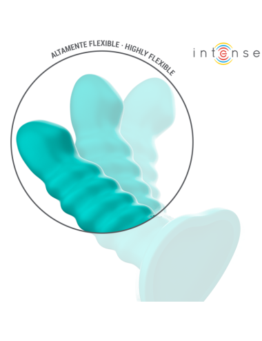 INTENSE - BUFFY VIBRATOR GRÖSSE S SPIRALE DESIGN 10 VIBRATIONEN BLAU FERNBEDIENUNG