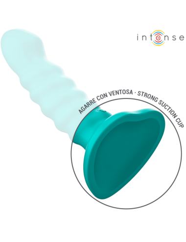 INTENSE - BUFFY VIBRATOR GRÖSSE S SPIRALE DESIGN 10 VIBRATIONEN BLAU FERNBEDIENUNG
