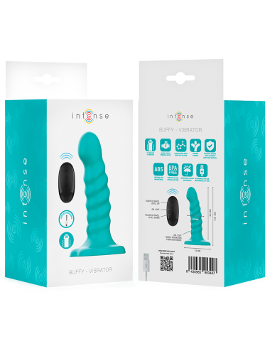 INTENSE - BUFFY VIBRATOR GRÖSSE S SPIRALE DESIGN 10 VIBRATIONEN BLAU FERNBEDIENUNG