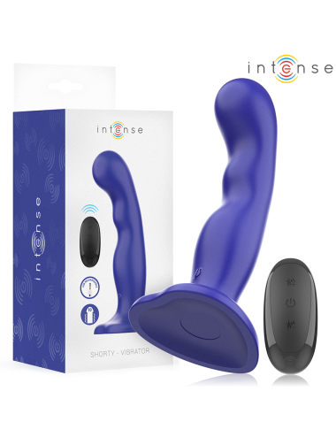INTENSE - SHORTY VIBRATOR MIT SAUGNÄPFEN BLAU FERNBEDIENUNG