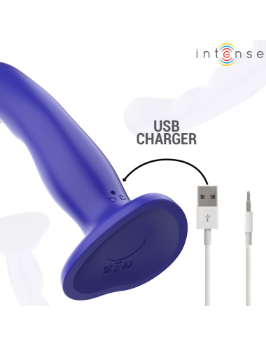 INTENSE - SHORTY VIBRATOR MIT SAUGNÄPFEN BLAU FERNBEDIENUNG