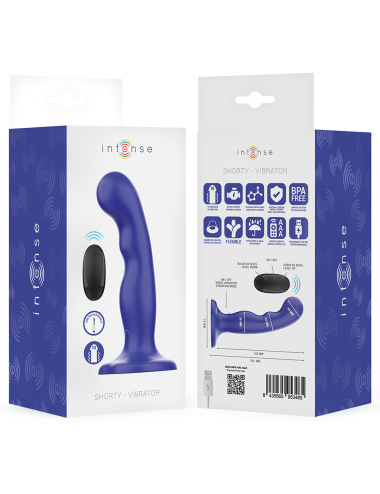 INTENSE - SHORTY VIBRATOR MIT SAUGNÄPFEN BLAU FERNBEDIENUNG