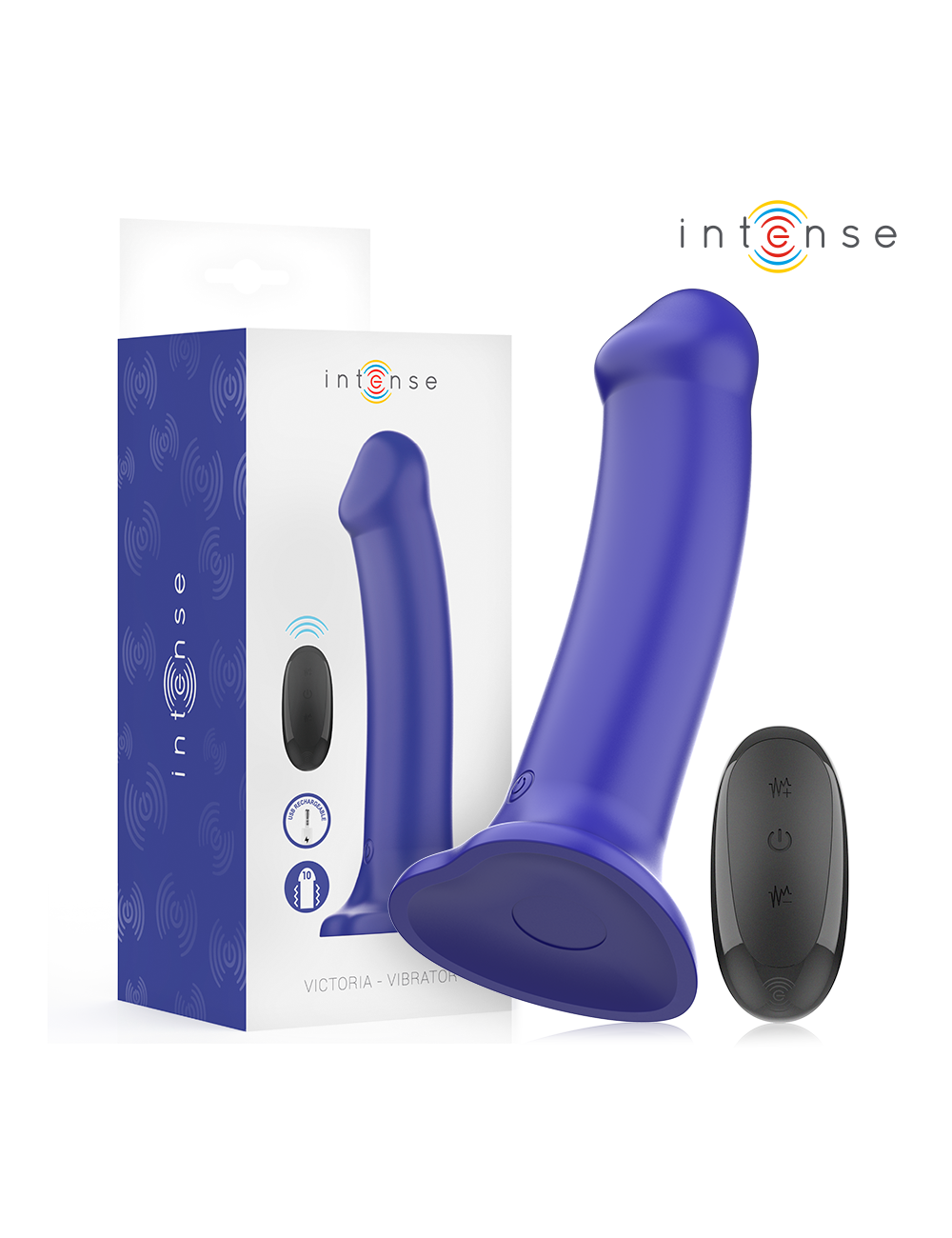 INTENSE - VICTORIA VIBRATOR MIT SAUGNAPF 10 VIBRATIONEN DUNKELBLAU FERNBEDIENUNG