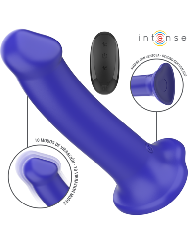 INTENSE - VICTORIA VIBRATOR MIT SAUGNAPF 10 VIBRATIONEN DUNKELBLAU FERNBEDIENUNG