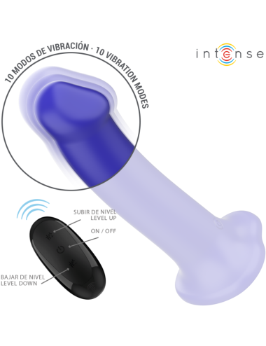 INTENSE - VICTORIA VIBRATOR MIT SAUGNAPF 10 VIBRATIONEN DUNKELBLAU FERNBEDIENUNG