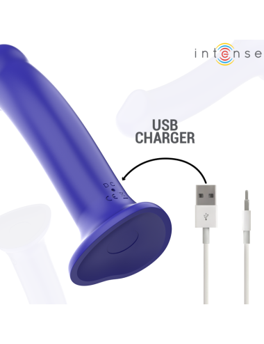 INTENSE - VICTORIA VIBRATOR MIT SAUGNAPF 10 VIBRATIONEN DUNKELBLAU FERNBEDIENUNG