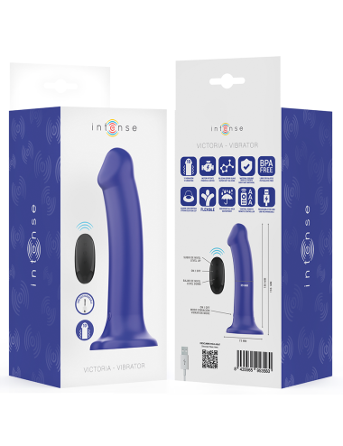 INTENSE - VICTORIA VIBRATOR MIT SAUGNAPF 10 VIBRATIONEN DUNKELBLAU FERNBEDIENUNG