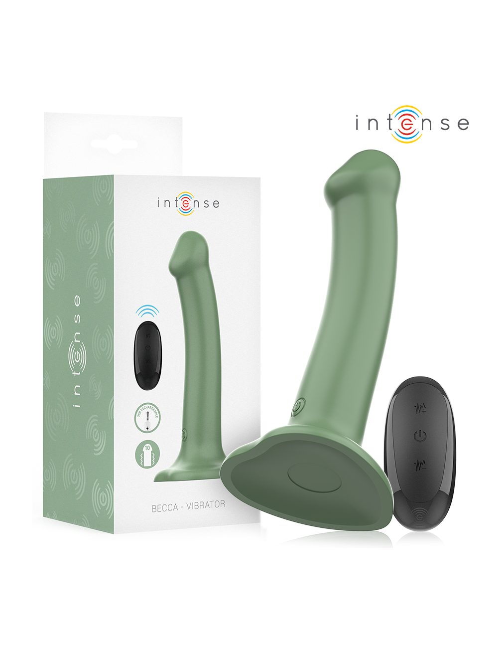 INTENSE - BECCA VIBRATOR MIT SAUGNAPF 10 VIBRATIONEN GRÜNE FERNBEDIENUNG