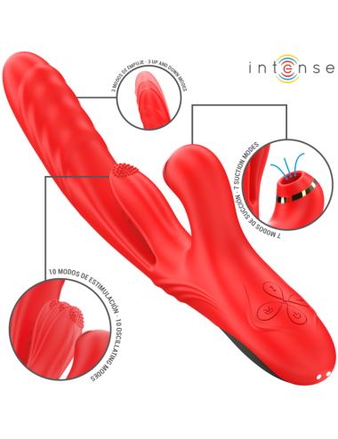 INTENSE - KAROL MULTIFUNKTIONSVIBRATOR STOSS & STIMULATION & STIMULIERENDE WELLEN ROT