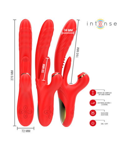 INTENSE - KAROL MULTIFUNKTIONSVIBRATOR STOSS & STIMULATION & STIMULIERENDE WELLEN ROT