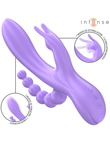 INTENSE - MIKO DREIFACHVIBRATOR RABBIT & STIMULATOR & ANAL 7 VIBRATIONEN LILA