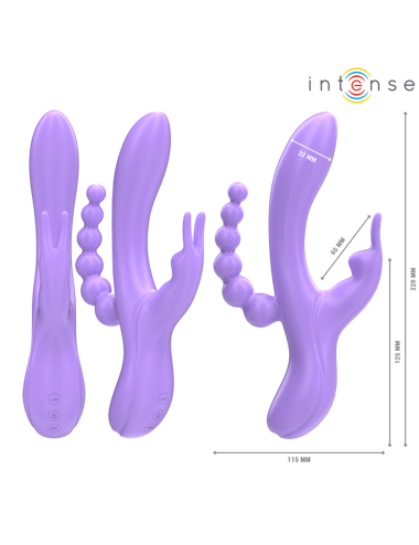 INTENSE - MIKO DREIFACHVIBRATOR RABBIT & STIMULATOR & ANAL 7 VIBRATIONEN LILA