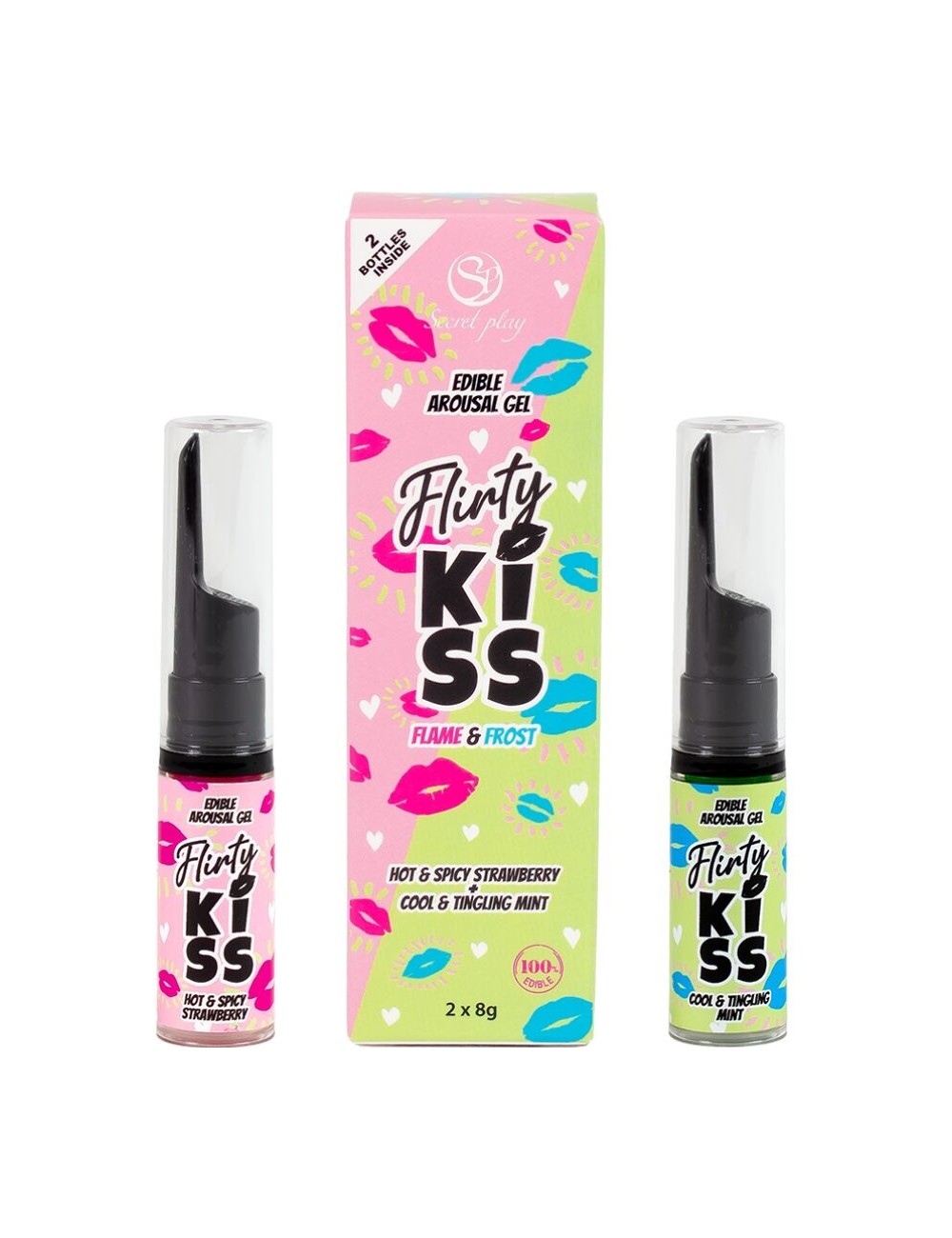 SECRETPLAY - FLIRTY KISS GELS MIT ORALEN SEX-EFFEKTEN ERDBEERE & MINZE 2 x 8 GR