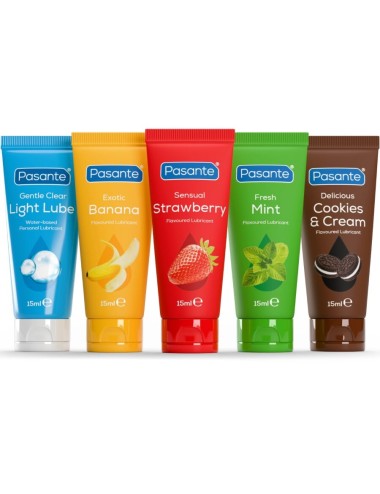 PASANTE - PACKUNG SORTIERTE SCHMIERMITTEL MIT GESCHMACK 5 EINHEITEN X 15 ML