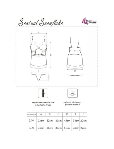 LIVCO CORSETTI FASHION - SENSUAL SNOWFLAKE LC 90603 WEIHNACHTS-CHEMISE + STRING + HAARBAND S/M