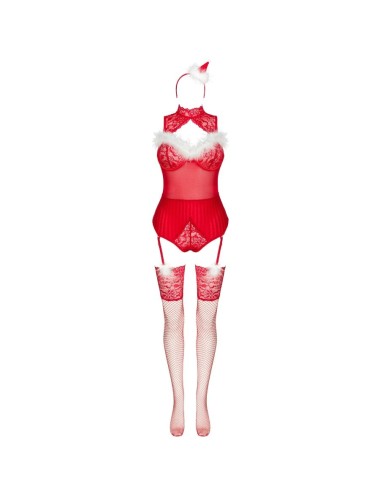LIVCO CORSETTI FASHION - LIMPID SNOWFLAKES LC 90604 BODY + STRÜMPFE + WEIHNACHTSSTIRNBAND S/M