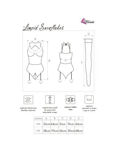 LIVCO CORSETTI FASHION - LIMPID SNOWFLAKES LC 90604 BODY + STRÜMPFE + WEIHNACHTSSTIRNBAND S/M
