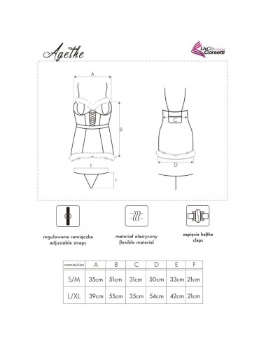 LIVCO CORSETTI FASHION - AGETHE LC 90607 CHEMISE + STRING + WEIHNACHTSMÜTZE L/XL