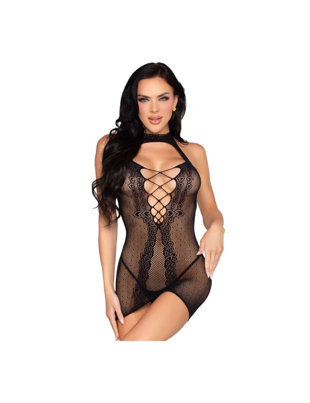 LEG AVENUE - 81675 Neckholder-Minikleid Schwarz - Einheitsgröße