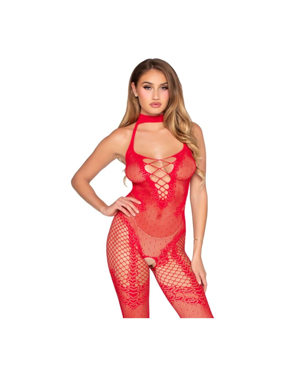 LEG AVENUE - 89336 BODYSTOCKING OHNE SCHRITT ROT - EINE GRÖSSE