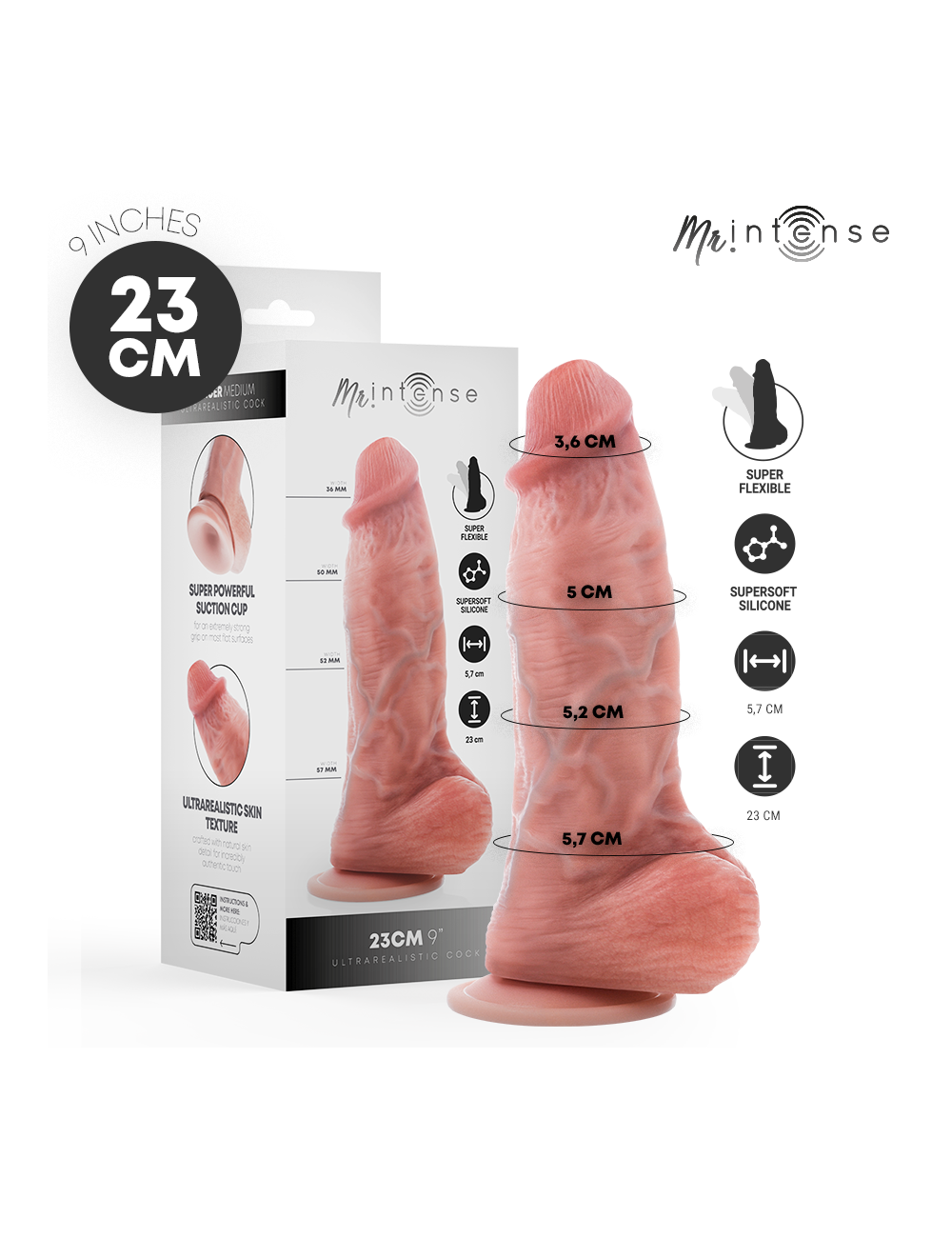 MR INTENSE - MITTLERER SPENCER SILIKONDILDO 23 CM -Ø- 5