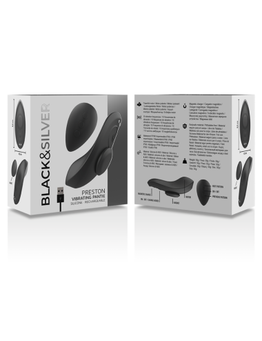 BLACK&SILVER - PRESTON WIEDERAUFLADBARER SILIKON-VIBRATOR-PANTIE SCHWARZ
