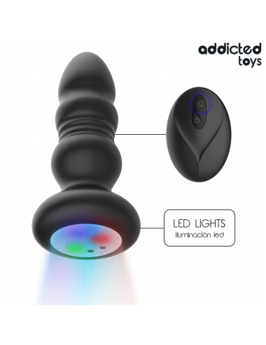 ADDICTED TOYS – ROTIERENDER VIBRIERENDER ANALPLUG MIT LED-LICHT UND FERNBEDIENUNG