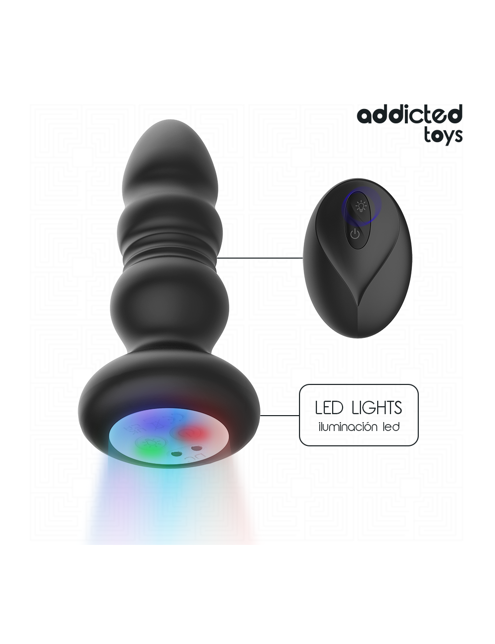 ADDICTED TOYS – ROTIERENDER VIBRIERENDER ANALPLUG MIT LED-LICHT UND FERNBEDIENUNG