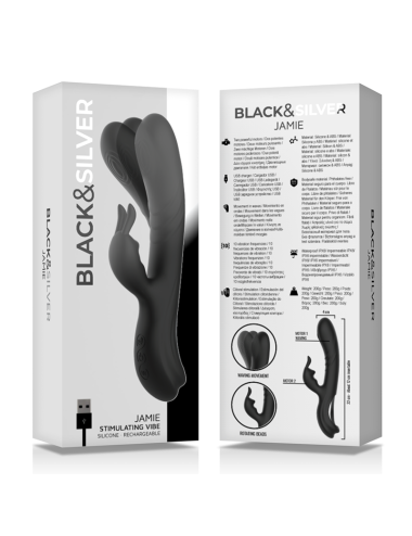 BLACK&SILVER - JAMIE WIEDERAUFLADBARER SILIKON-KANINCHENSTIMULATOR SCHWARZ