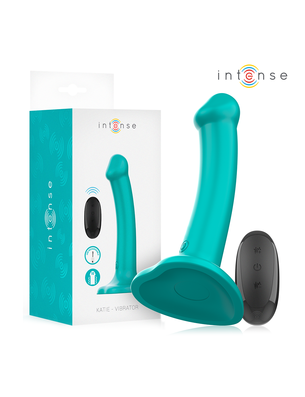 INTENSE - KATIE VIBRATOR MIT SAUGNÄPFEN 10 VIBRATIONEN BLAU FERNBEDIENUNG