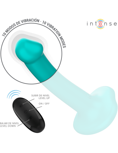 INTENSE - KATIE VIBRATOR MIT SAUGNÄPFEN 10 VIBRATIONEN BLAU FERNBEDIENUNG