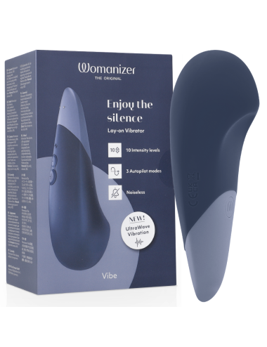 WOMANIZER - VIBE LAY-ON SILENT VIBRATOR DUNKELBLAU
