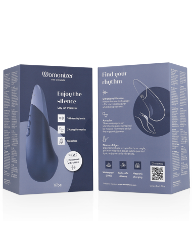 WOMANIZER - VIBE LAY-ON SILENT VIBRATOR DUNKELBLAU