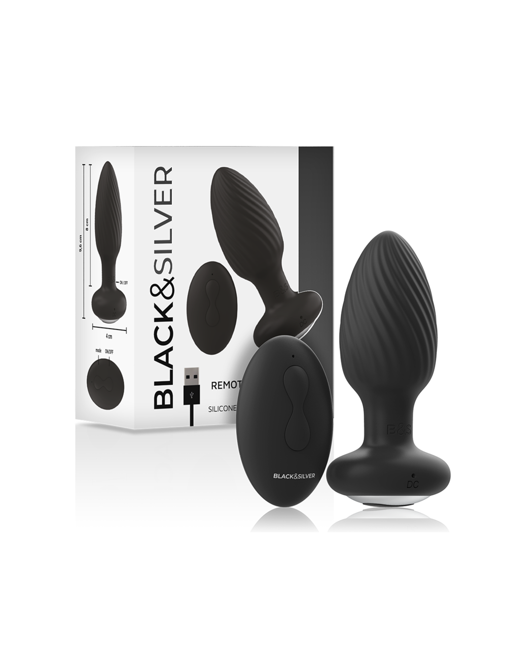 BLACK&SILVER - WELLS PLUG SILIKON ANAL ROTATOR FERNBEDIENUNG