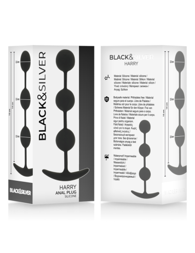 BLACK&SILVER - HARRY ANAL-ROSENKRANZ 3 SILIKONKUGELN 14 CM