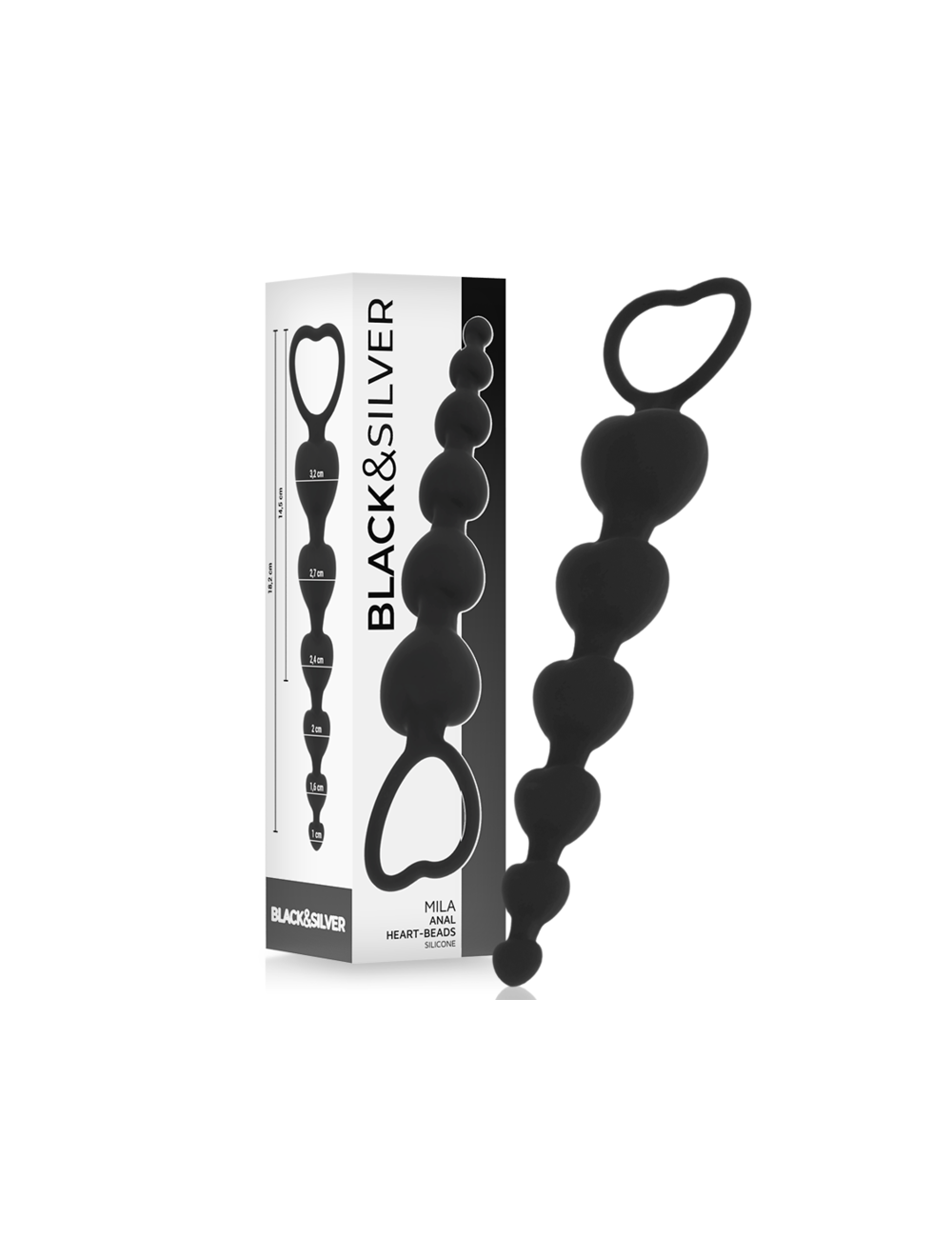 BLACK&SILVER - MILA ANAL-HERZKETTE 18 CM