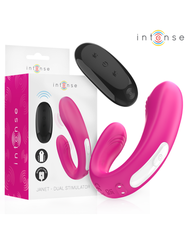 INTENSE - JANET DOPPELTER U-FÖRMIGER STIMULATOR UND VIBRATOR MIT FERNBEDIENUNG ROSA
