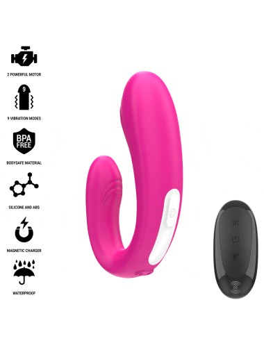 INTENSE - JANET DOPPELTER U-FÖRMIGER STIMULATOR UND VIBRATOR MIT FERNBEDIENUNG ROSA