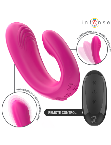 INTENSE - JANET DOPPELTER U-FÖRMIGER STIMULATOR UND VIBRATOR MIT FERNBEDIENUNG ROSA