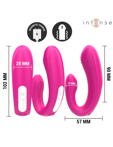 INTENSE - JANET DOPPELTER U-FÖRMIGER STIMULATOR UND VIBRATOR MIT FERNBEDIENUNG ROSA