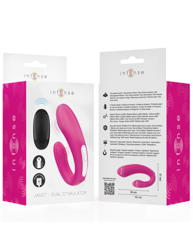 INTENSE - JANET DOPPELTER U-FÖRMIGER STIMULATOR UND VIBRATOR MIT FERNBEDIENUNG ROSA