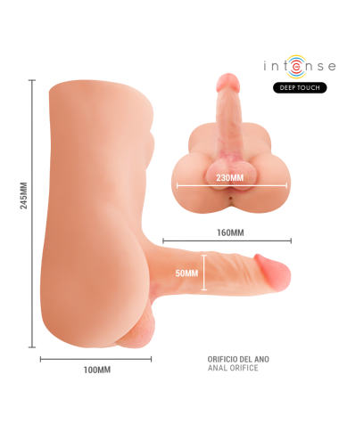 INTENSE DEEP TOUCH - DAMIEN-TORSO MIT ANUS UND REALISTISCHEM DILDO MIT DRUCK- UND VIBRATIONSFUNKTION, FERNBEDIENUNG, 3,5 KG