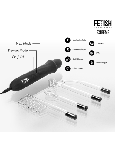 FETISH SUBMISSIVE - VIBRADOR WAND ELECTROESTIMULACIÓN ALTA FRECUENCIA