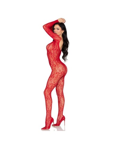 LEG AVENUE - 89366 SPITZEN-DESSOUS-BODYSTOCKING, ROT - EINHEITSGRÖSSE