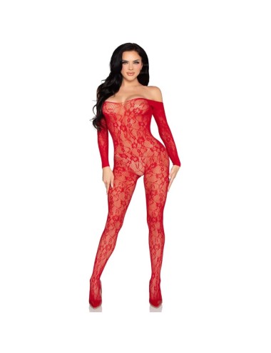 LEG AVENUE - 89366 SPITZEN-DESSOUS-BODYSTOCKING, ROT - EINHEITSGRÖSSE