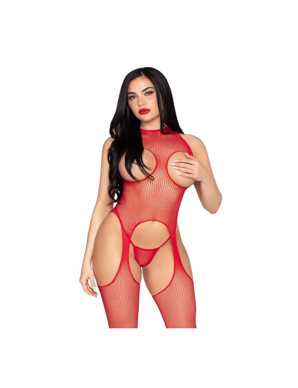 LEG AVENUE - 89374 CUPLESS BODYSTOCKING UND PANTY RED - EINHEITSGRÖSSE