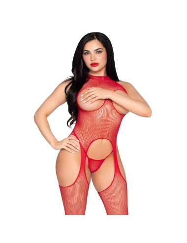 LEG AVENUE - 89374 CUPLESS BODYSTOCKING UND PANTY RED - EINHEITSGRÖSSE