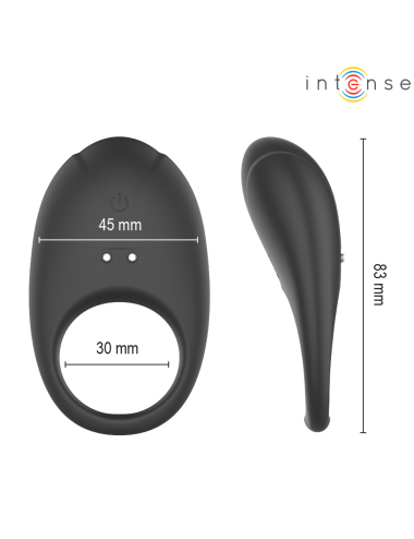 INTENSE - MERLOTTE ANILLO VIBRADOR CON ESTIMULACIÓN DE CLÍTORIS NEGRO